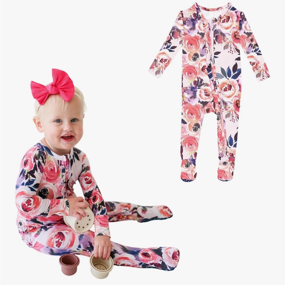 Posh Peanut Pink and Purple Floral Footie